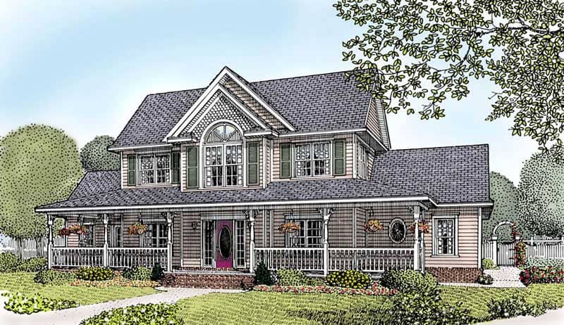 Front elevation of Country home (ThePlanCollection: House Plan #173-1033)