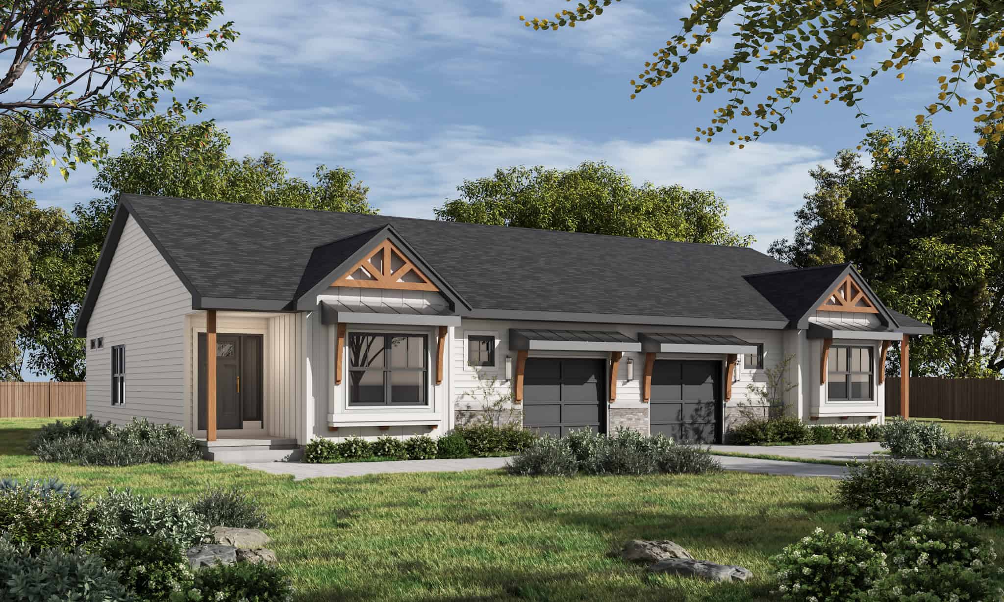 2-Bedroom, 1285 Sq Ft Duplex/Multi-Unit House Plan - 120-2838 - Front Exterior