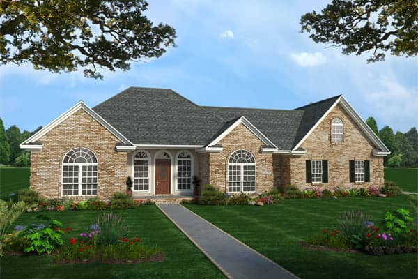 Color rendering of Country home plan (ThePlanCollection: House Plan #141-1158C