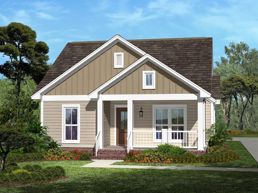 3-Bedroom, 1375 Sq Ft Cottage Home Plan - 142-1054 - Main Exterior