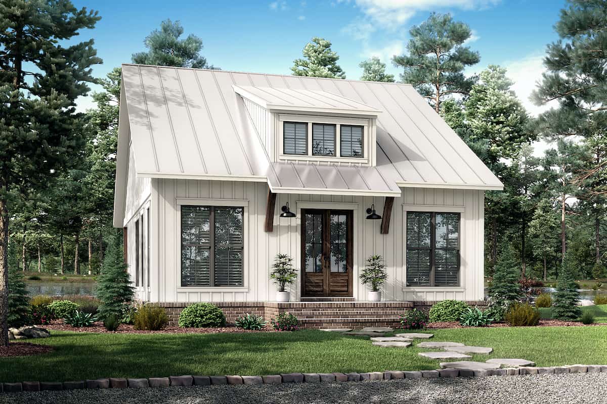 2-Bedroom, 1070 Sq Ft Contemporary Home Plan - 142-1250 - Main Exterior