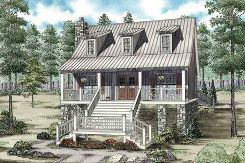 Front elevation of Coastal home (ThePlanCollection: House Plan #153-1908)