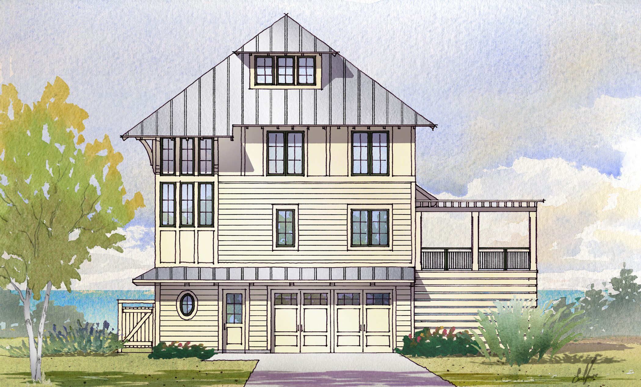 5-Bedroom, 3331 Sq Ft Beachfront House Plan - 168-1121 - Front Exterior