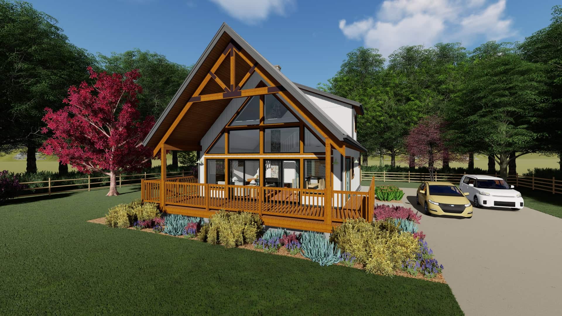 2-Bedroom, 1037 Sq Ft A Frame Home Plan - 177-1073 - Main Exterior
