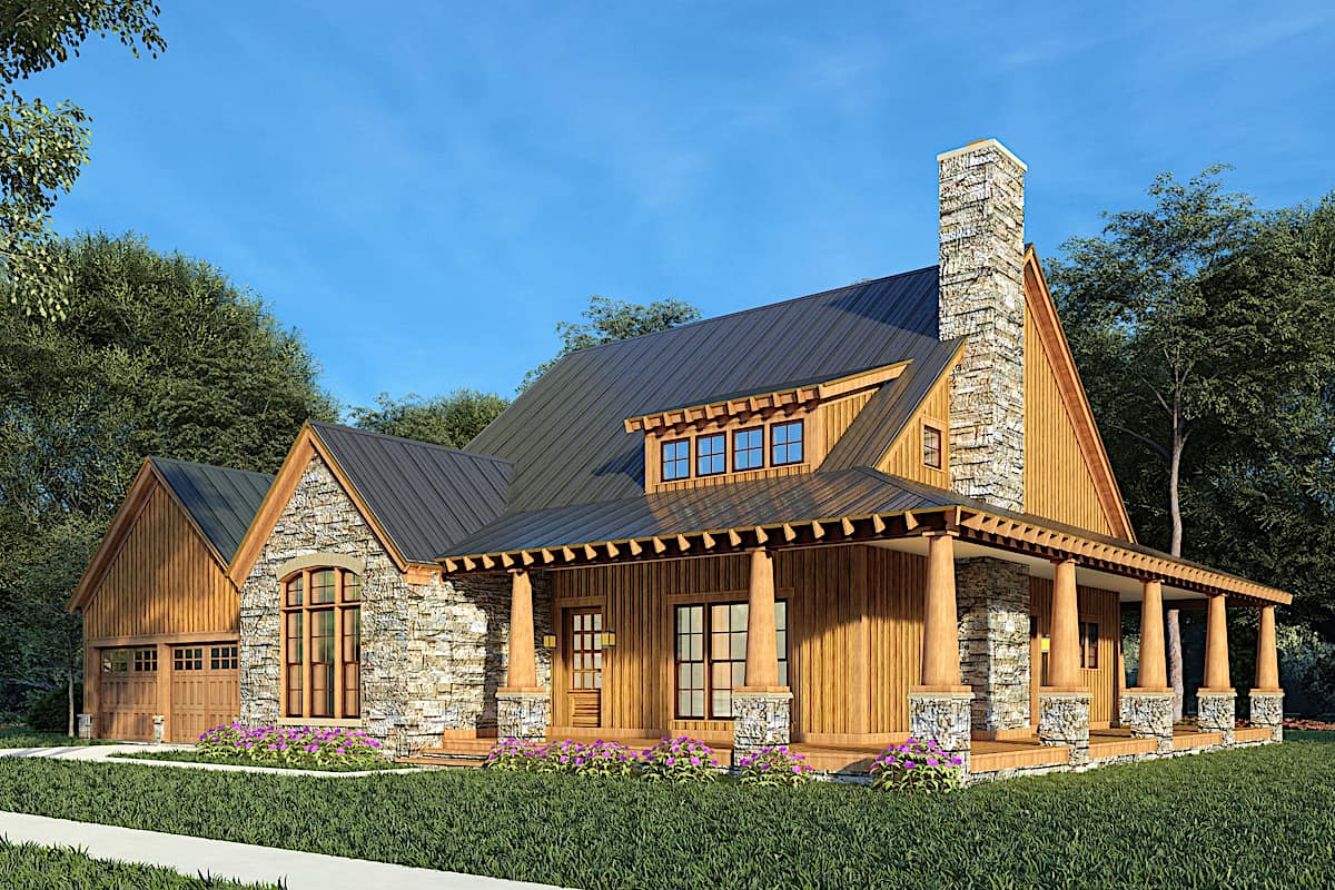 3-Bedroom, 2,006 Sq Ft Cabin Plan with Vaulted Ceiling - #193-1179
