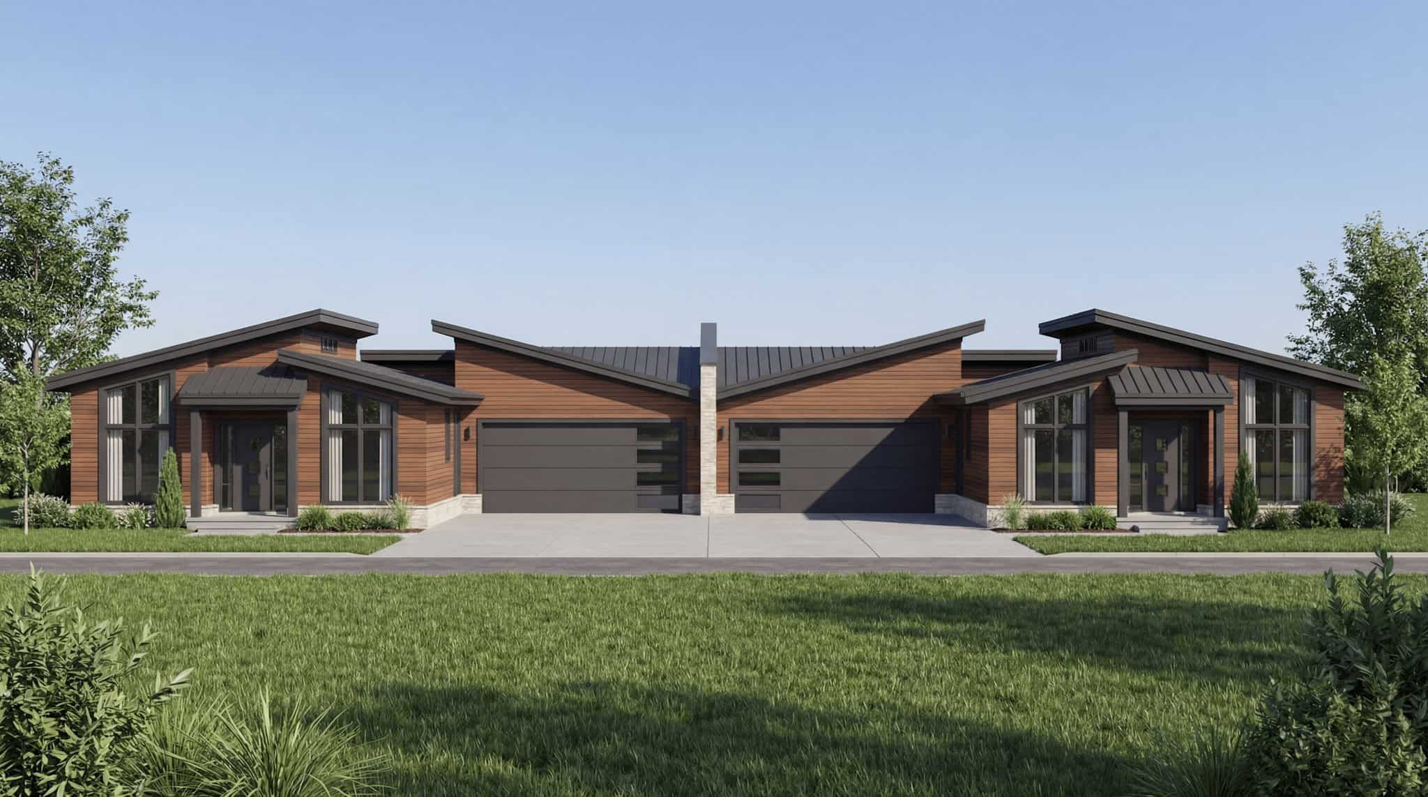 6-Bedroom, 2776 Sq Ft Modern Duplex Plan – 193-1392 – Main Exterior