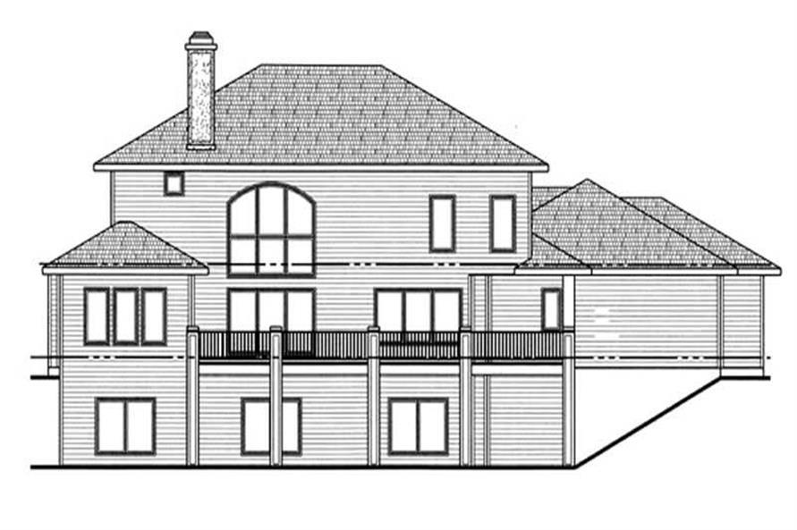 Home Plan Rear Elevation of this 4-Bedroom,3365 Sq Ft Plan -100-1020