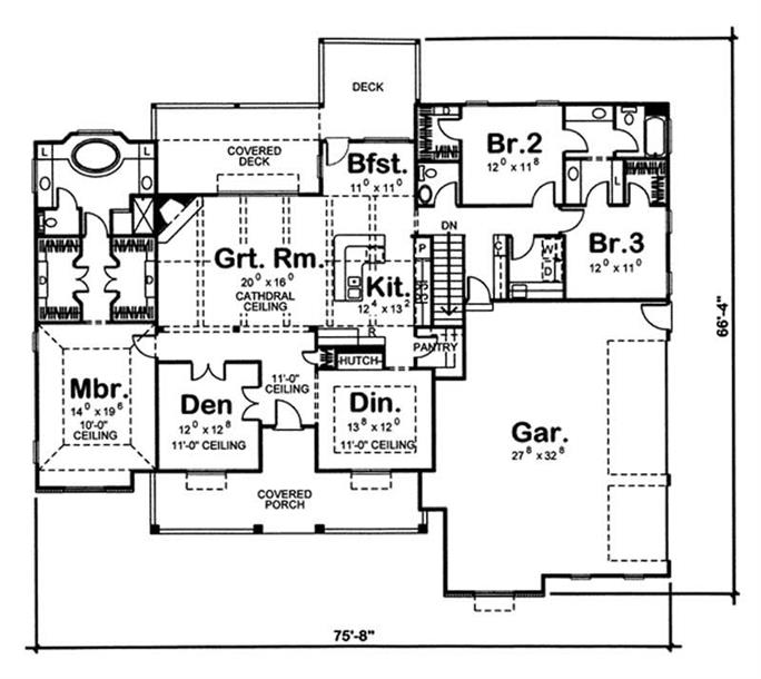 Cape Cod Home - 3 Bedrms, 2.5 Baths - 2471 Sq Ft - Plan #100-1042