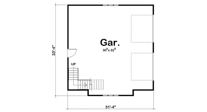 2-Car Garage with Studio Apartment Plan - Vaulted, 556 Sq Ft - #100-1055