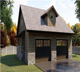 2-Car Garage with Studio Apartment Plan - Vaulted, 556 Sq Ft - #100-1055