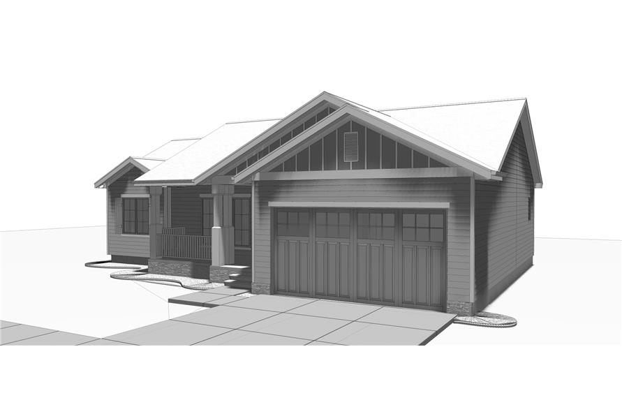 Front View of this 3-Bedroom, 1185 Sq Ft Plan - 100-1210