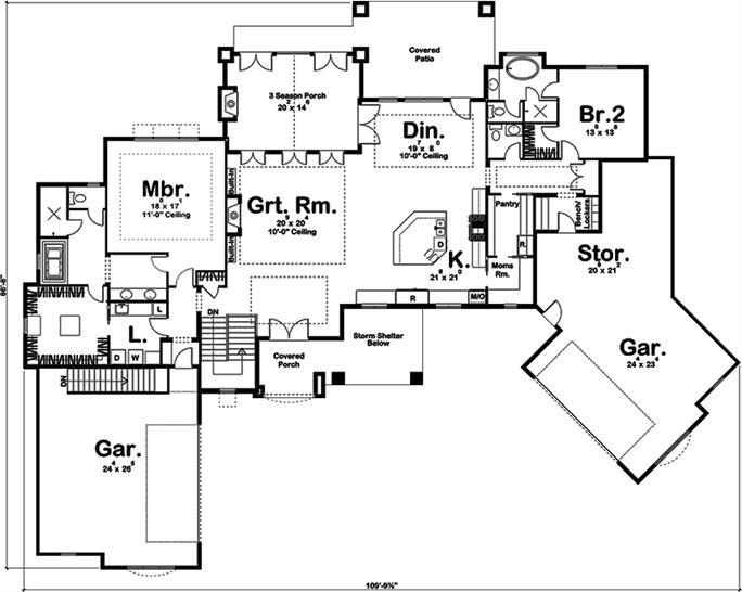 Craftsman Floor Plan - 2 Bedrms, 2.5 Baths - 2901 Sq Ft - #100-1314