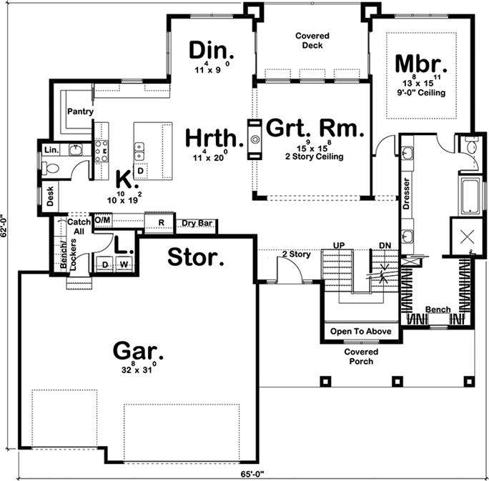 Craftsman Home Plan - 4 Bedrms, 3.5 Baths - 3042 Sq Ft - #100-1329