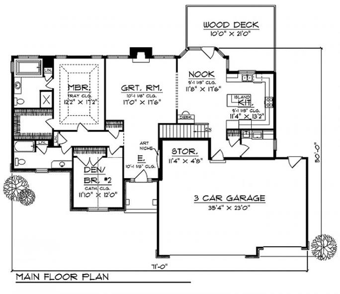 Ranch Home with 4 Bdrms, 3025 Sq Ft | House Plan #101-1159