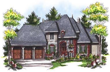 3-Bedroom, 3332 Sq Ft European House Plan - 101-1314 - Front Exterior