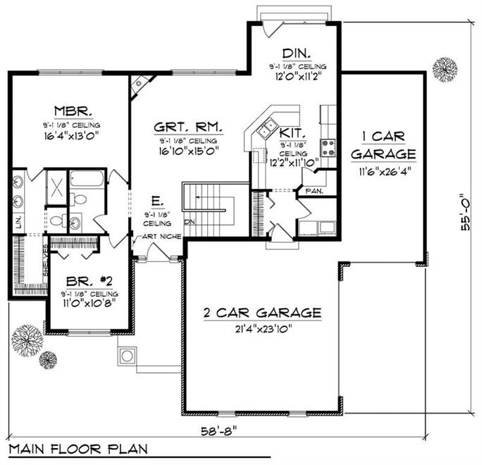 Craftsman Home with 2 Bdrms, 1416 Sq Ft | House Plan #101-1317