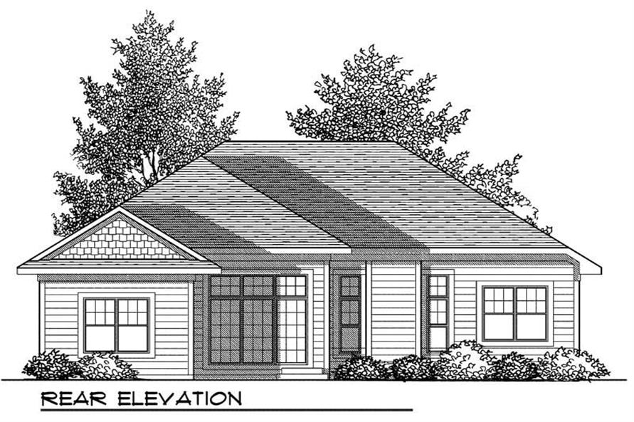 Home Plan Rear Elevation of this 3-Bedroom,1509 Sq Ft Plan -101-1326