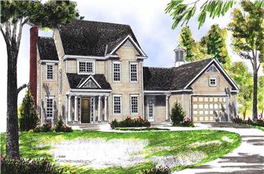 3-Bedroom, 1748 Sq Ft Colonial Home Plan - 101-1411 - Main Exterior