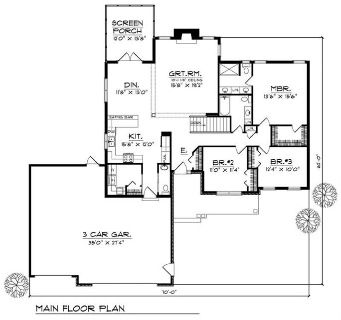 Ranch Home with 3 Bdrms, 1755 Sq Ft | House Plan #101-1435