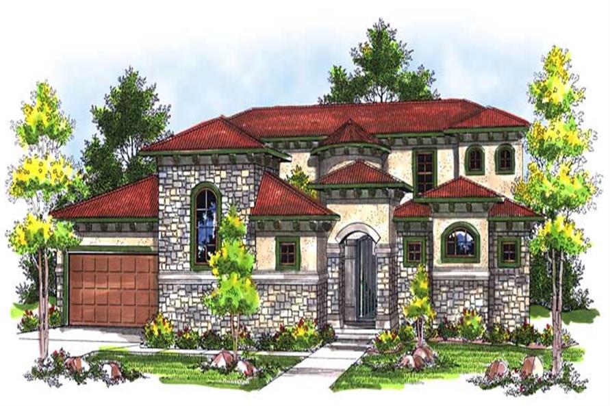 4-Bedroom, 3101 Sq Ft Mediterranean House Plan - 101-1616 - Front Exterior