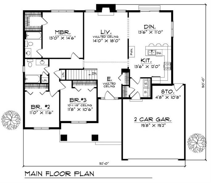 Country - Ranch Home with 3 Bdrms, 1537 Sq Ft | House Plan #101-1628