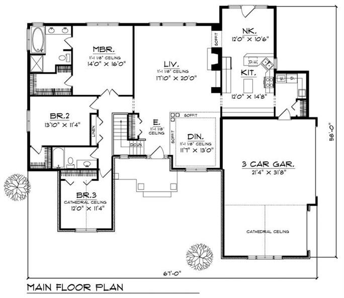 Ranch Home with 3 Bdrms, 2095 Sq Ft | House Plan #101-1713