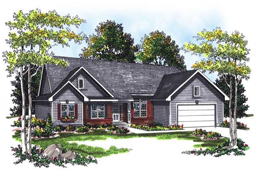 3-Bedroom, 1750 Sq Ft Ranch House Plan - 101-1729 - Front Exterior