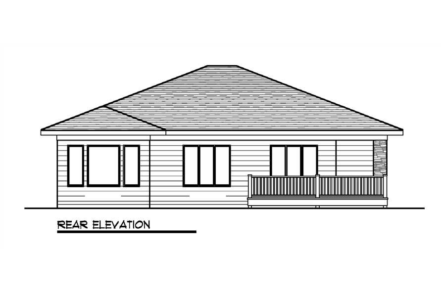 Home Plan Rear Elevation of this 2-Bedroom,1484 Sq Ft Plan -101-1988