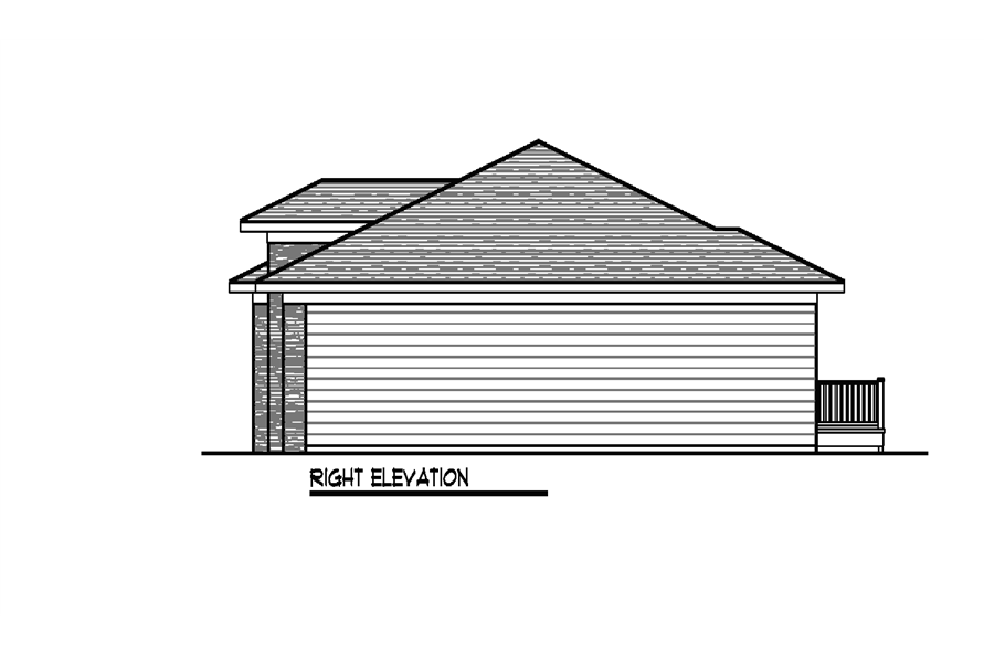 Home Plan Right Elevation of this 2-Bedroom,1484 Sq Ft Plan -101-1988