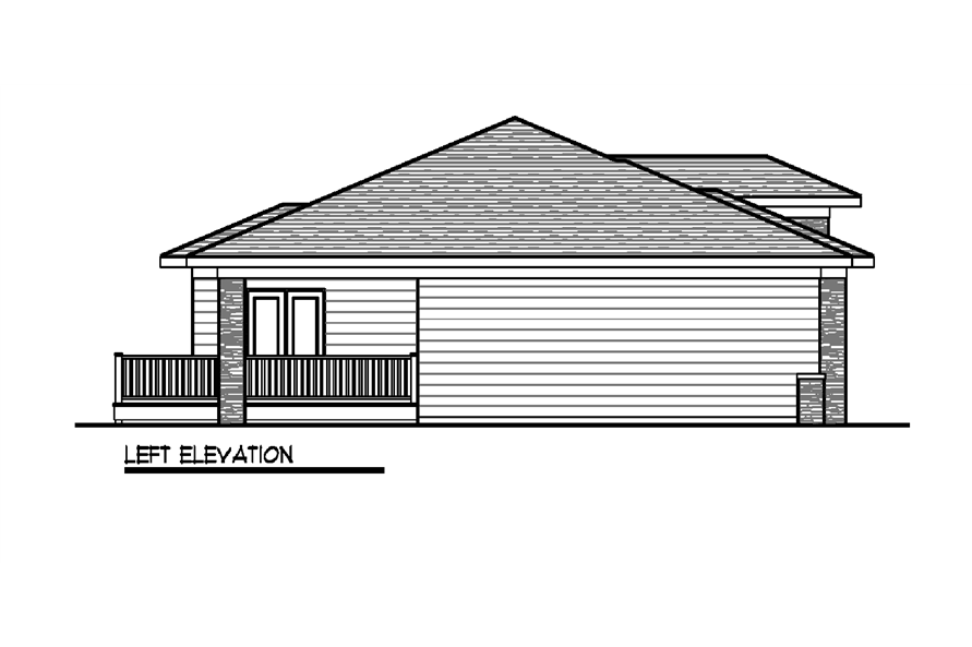 Home Plan Left Elevation of this 2-Bedroom,1484 Sq Ft Plan -101-1988