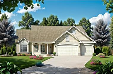 3-Bedroom, 1465 Sq Ft Ranch House Plan - 103-1004 - Front Exterior