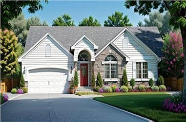 3-Bedroom, 1457 Sq Ft Ranch Home Plan - 103-1035 - Main Exterior