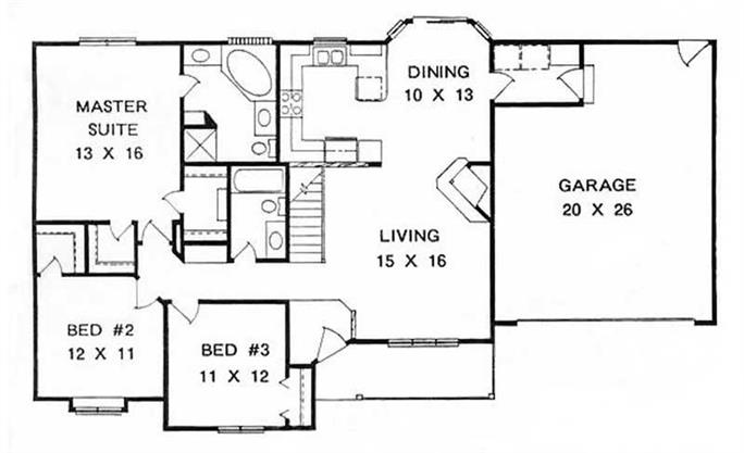 Ranch Home with 3 Bdrms, 1410 Sq Ft | House Plan #103-1037 | TPC