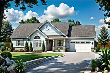 3-Bedroom, 1410 Sq Ft Ranch House Plan - 103-1037 - Front Exterior