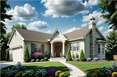 2-Bedroom, 1076 Sq Ft Ranch House Plan - 103-1048 - Front Exterior