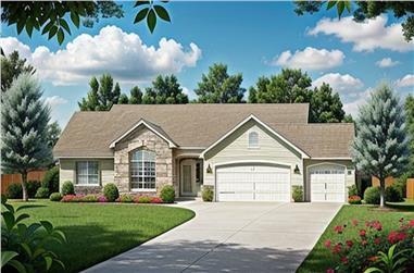 3-Bedroom, 1483 Sq Ft Ranch House Plan - 103-1052 - Front Exterior