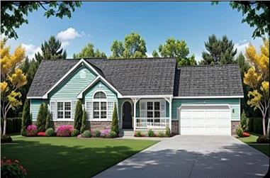 3-Bedroom, 1267 Sq Ft Ranch House Plan - 103-1061 - Front Exterior