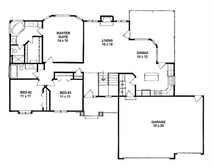 Ranch Home with 3 Bdrms, 1540 Sq Ft | House Plan #103-1066