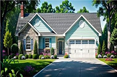 3-Bedroom, 1242 Sq Ft Ranch House Plan - 103-1076 - Front Exterior