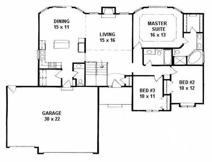 Ranch Home with 3 Bdrms, 1508 Sq Ft | House Plan #103-1104