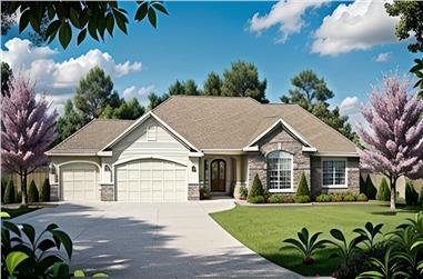 3-Bedroom, 1508 Sq Ft Ranch Home Plan - 103-1104 - Main Exterior