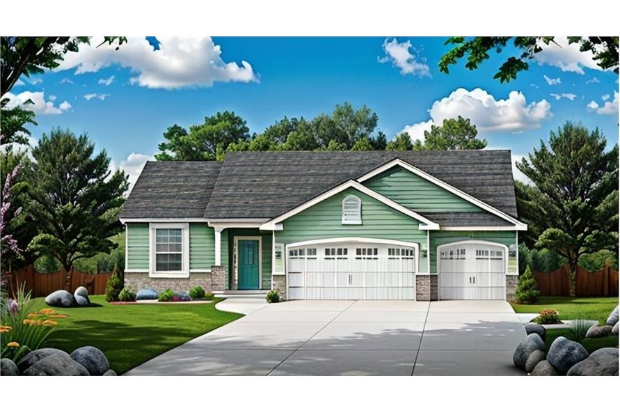 3-Bedroom, 1279 Sq Ft Ranch House - Plan #103-1127 - Front Exterior