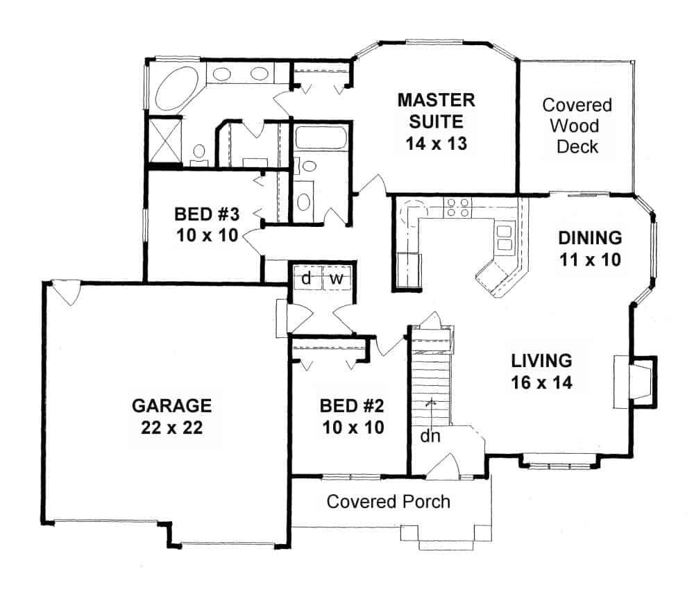 Craftsman Ranch Home - 3 Bedrms, 2 Baths - 1290 Sq Ft - Plan #103-1129