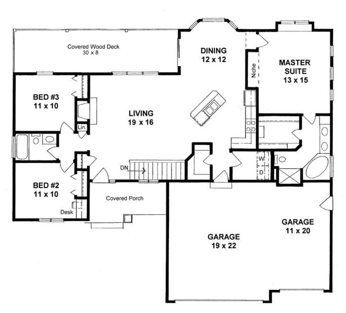 Ranch Home 3 Bedrms 2 Baths 1500 Sq Ft Plan 103 1148