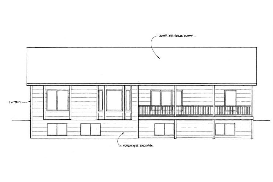 Home Plan Rear Elevation of this 3-Bedroom,1500 Sq Ft Plan -103-1148