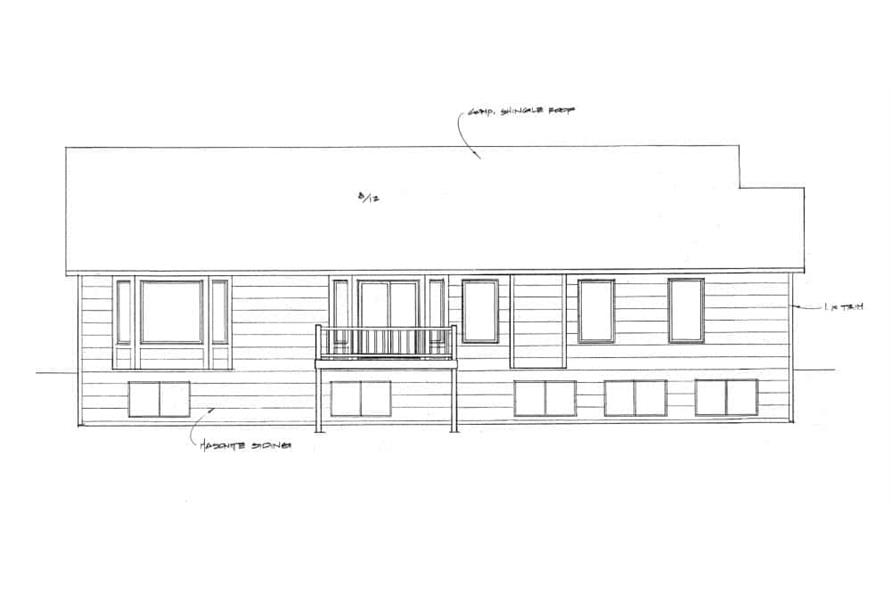 Home Plan Rear Elevation of this 3-Bedroom,1539 Sq Ft Plan -103-1151