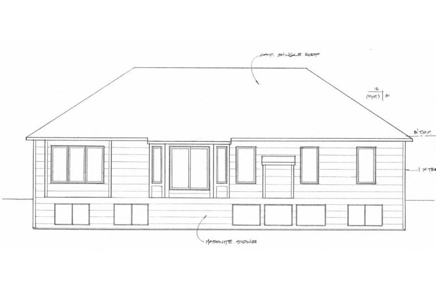 Home Plan Rear Elevation of this 3-Bedroom,1602 Sq Ft Plan -103-1154