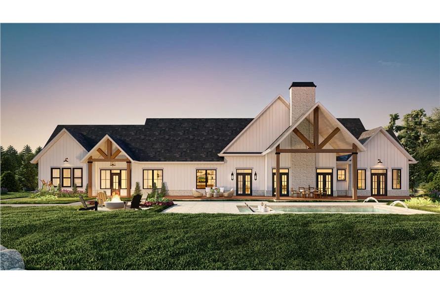 Rear View of this 4-Bedroom,3686 Sq Ft Plan -106-1338