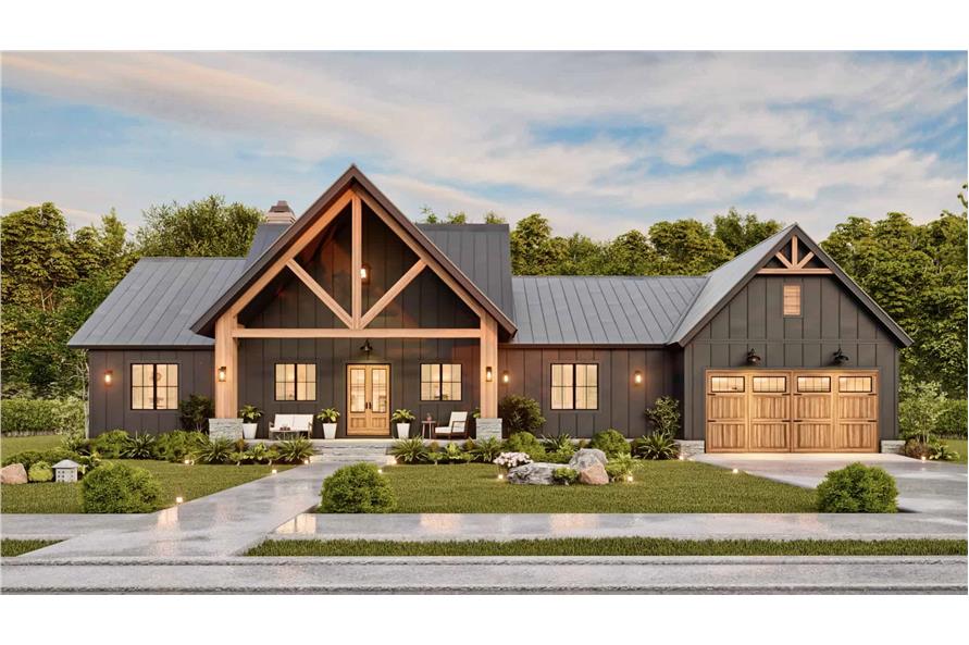 3-Bedroom, 1928 Sq Ft Modern Farmhouse Home Plan - 106-1353 - Main Exterior