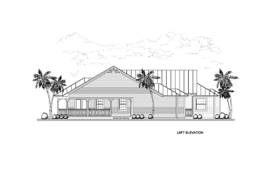 Home Plan Left Elevation of this 4-Bedroom,3276 Sq Ft Plan -107-1019